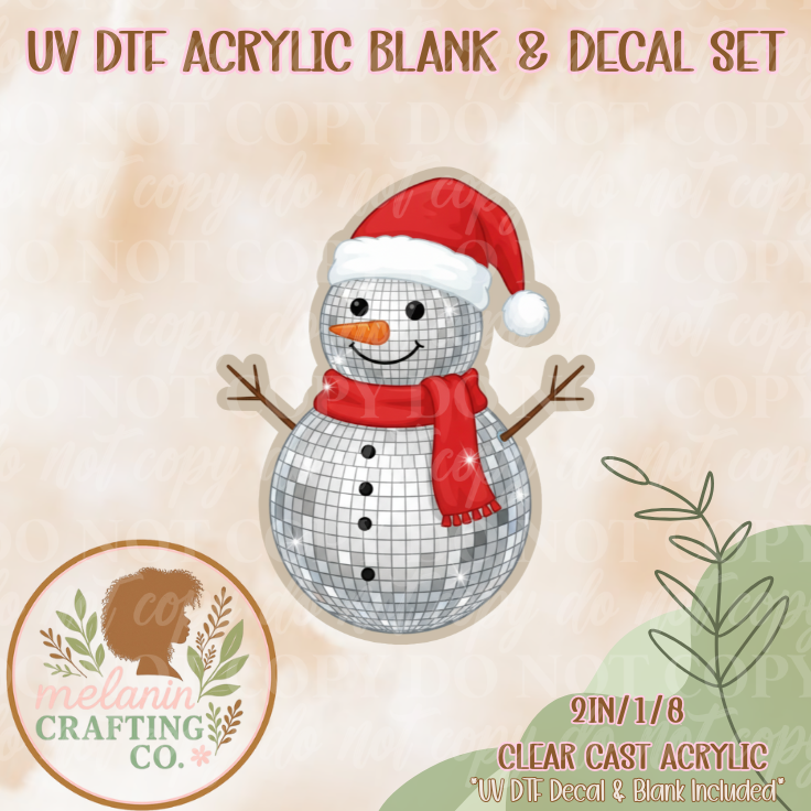 Disco Snowman UV DTF Acrylic Blank & Decal Set