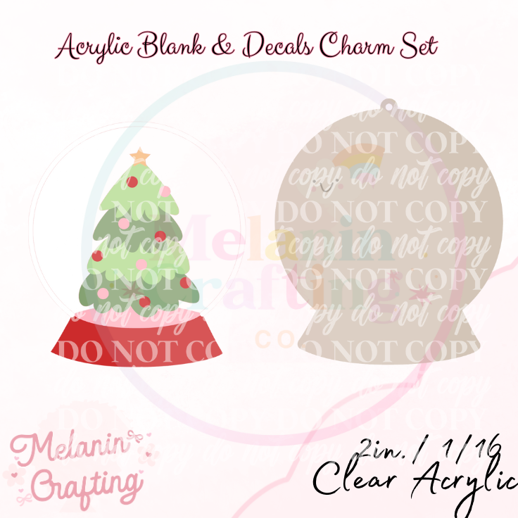 Christmas Tree Snowglobe Charm & Decal Set