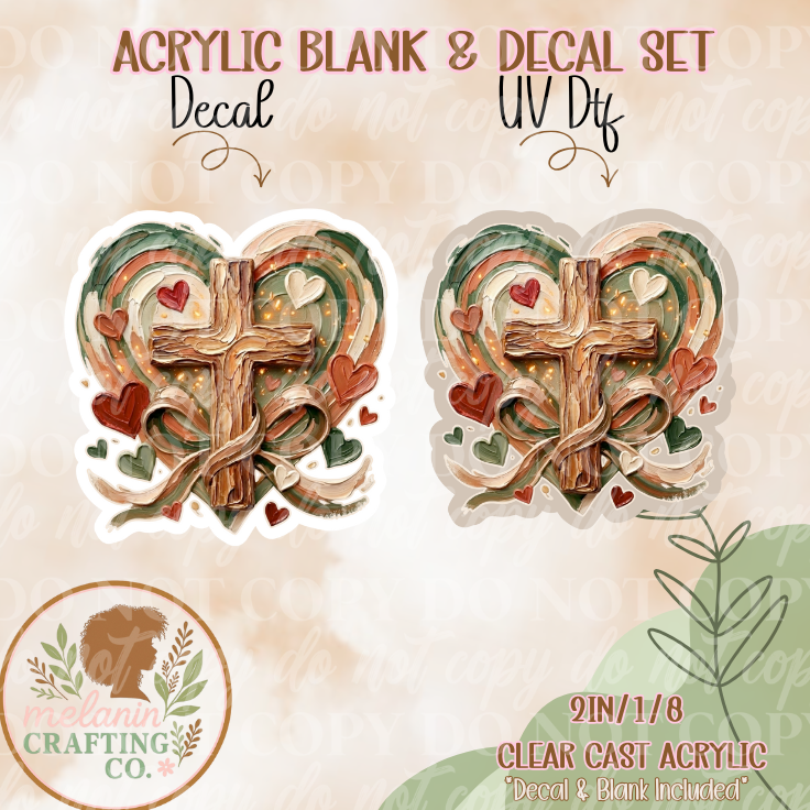 Christian Cross Acrylic Blank & Decal Set