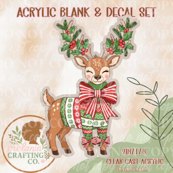 Reindeer Games Girly Acrylic Blank & Decal Set