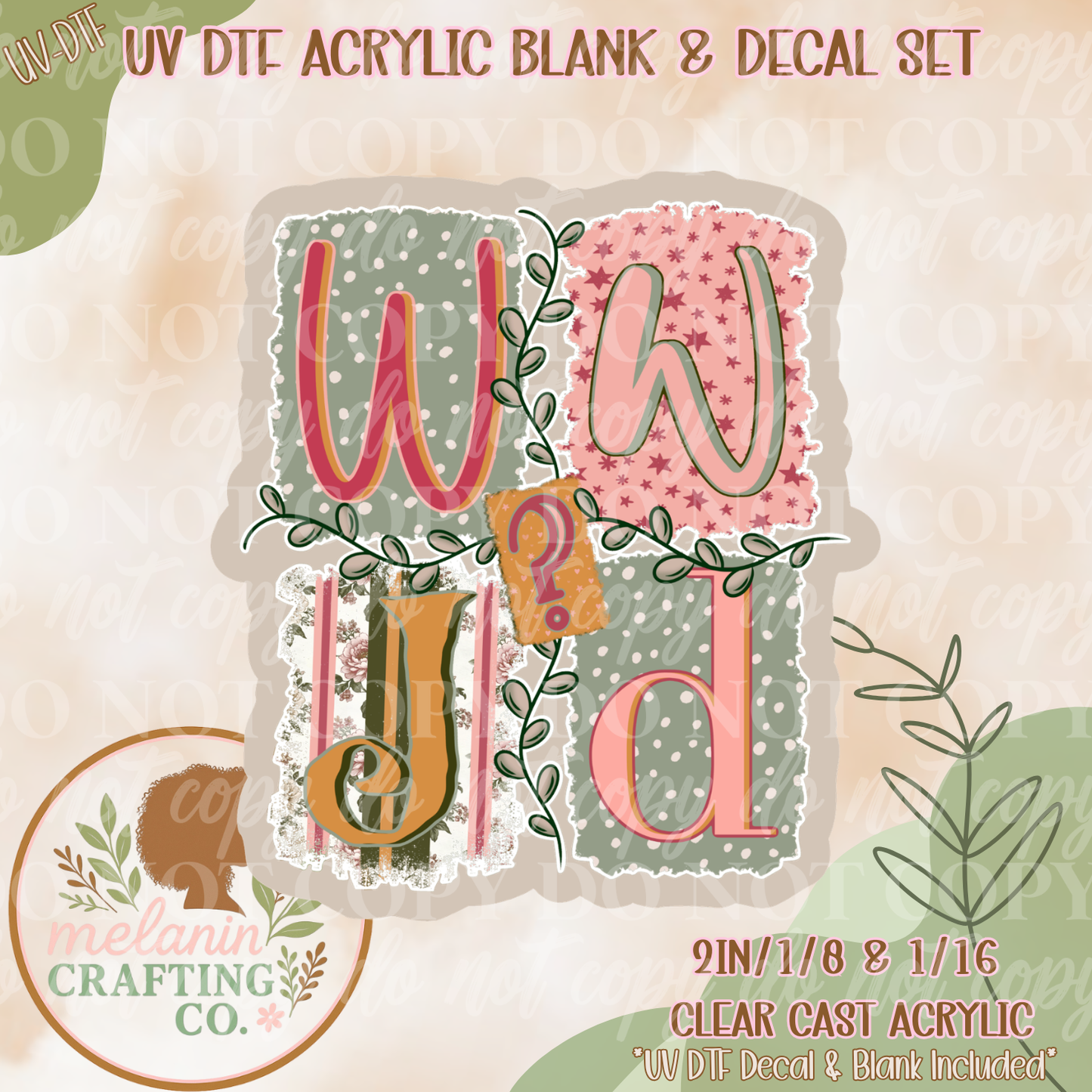 WWJD UV DTF Acrylic Blank Set