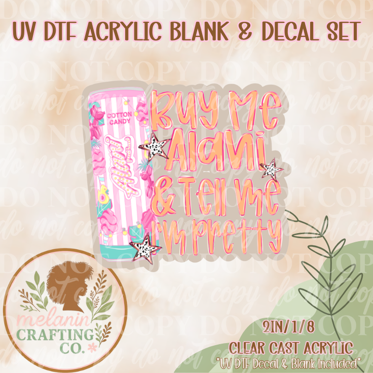 BMA Cotton Candy UV DTF Acrylic Blank & Decal Set