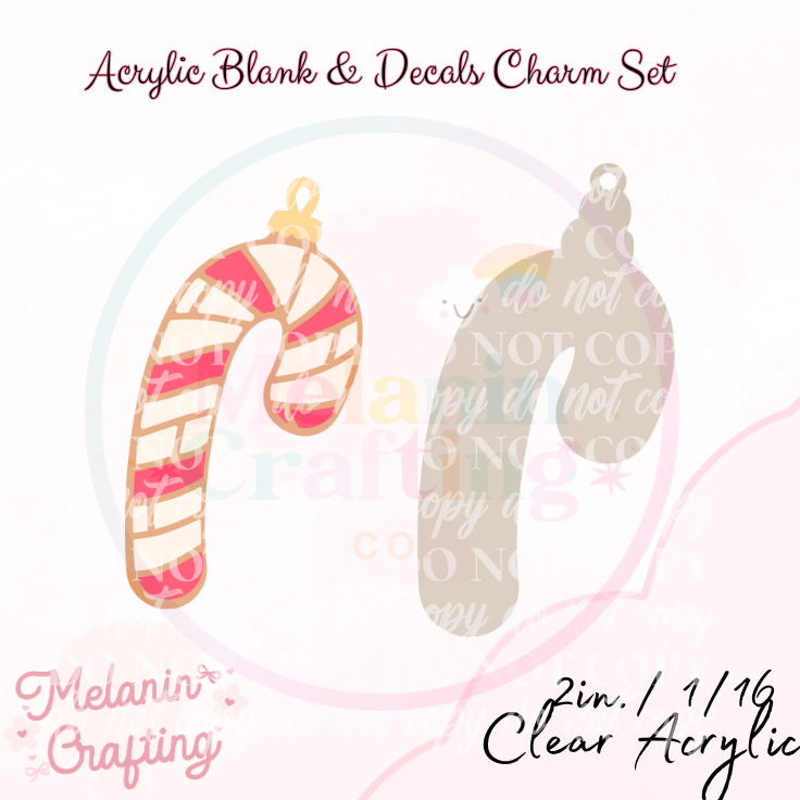 Candy Cane Charm & Decal Set