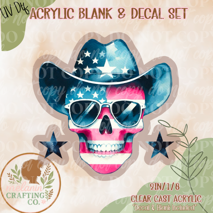 Patriotic Skull UV Dtf Acrylic Blank Set