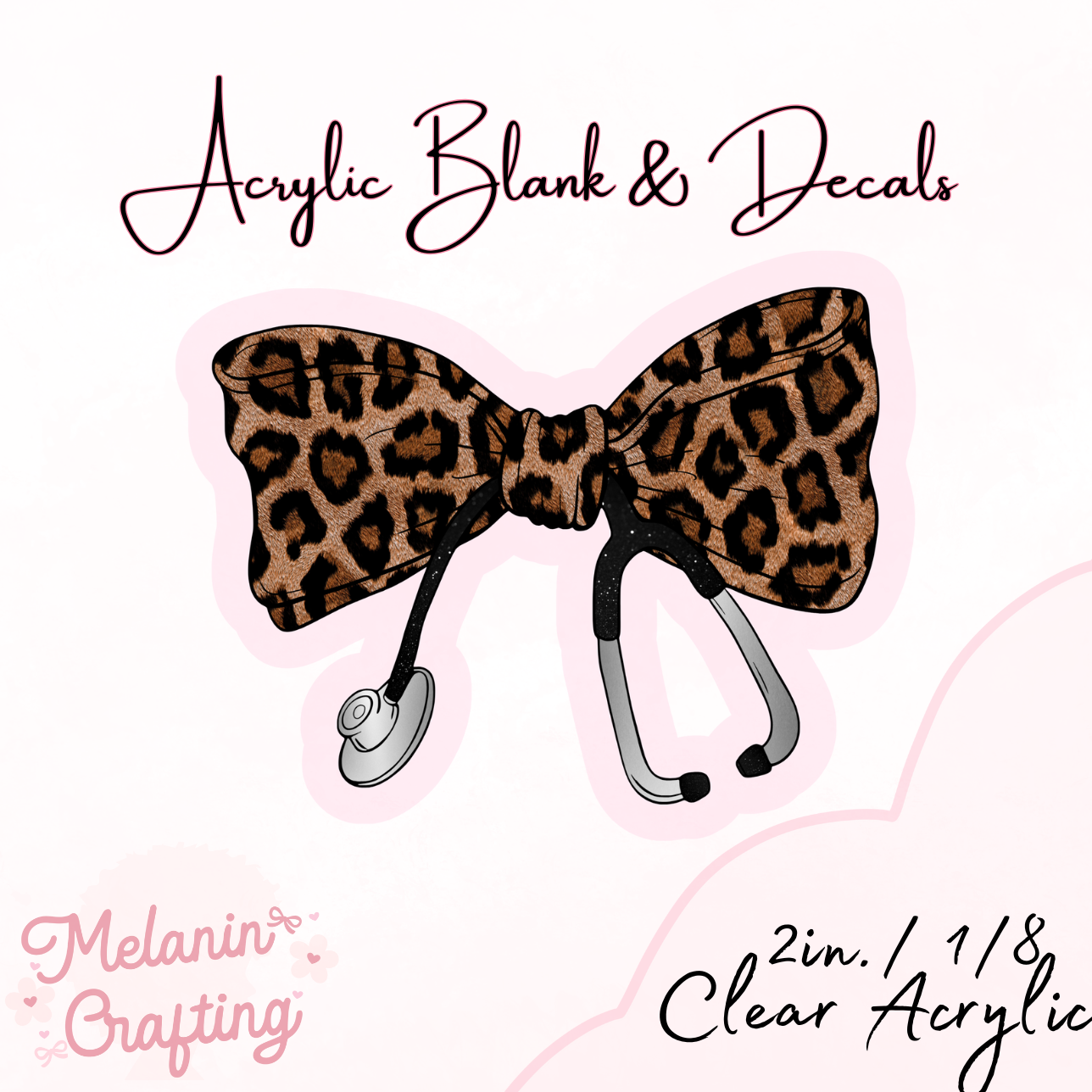 Leopard Stethoscope Acrylic Blank & Decal Set