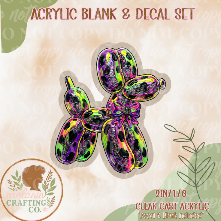 Neon Balloon Dog Acrylic Blank & Decal Set