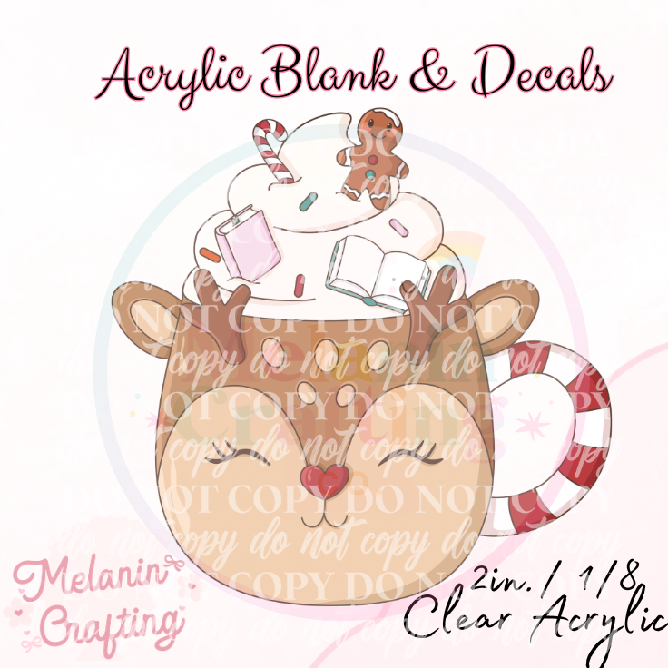 Reindeer Coco Acrylic Blank & Decal Set