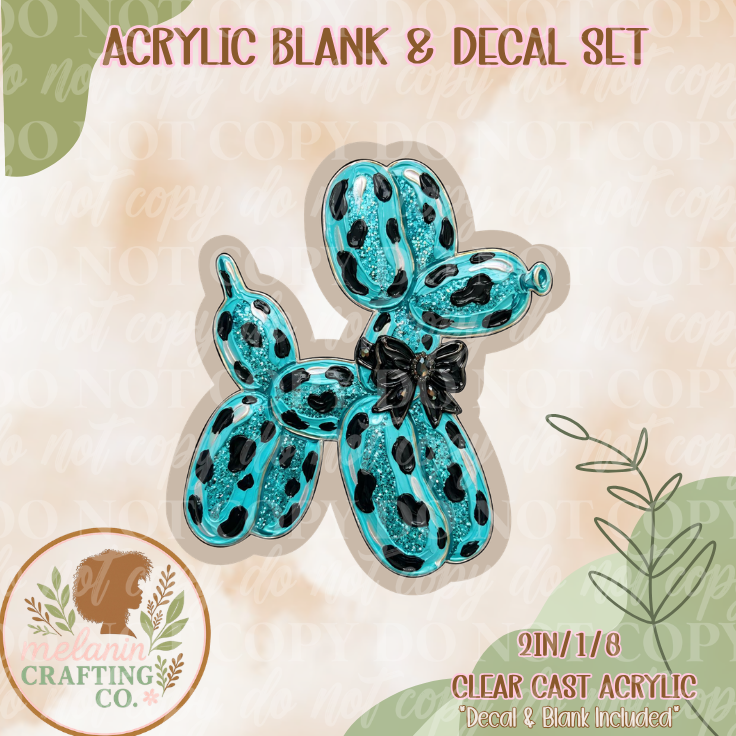 Turquoise Balloon Dog Acrylic Blank & Decal Set