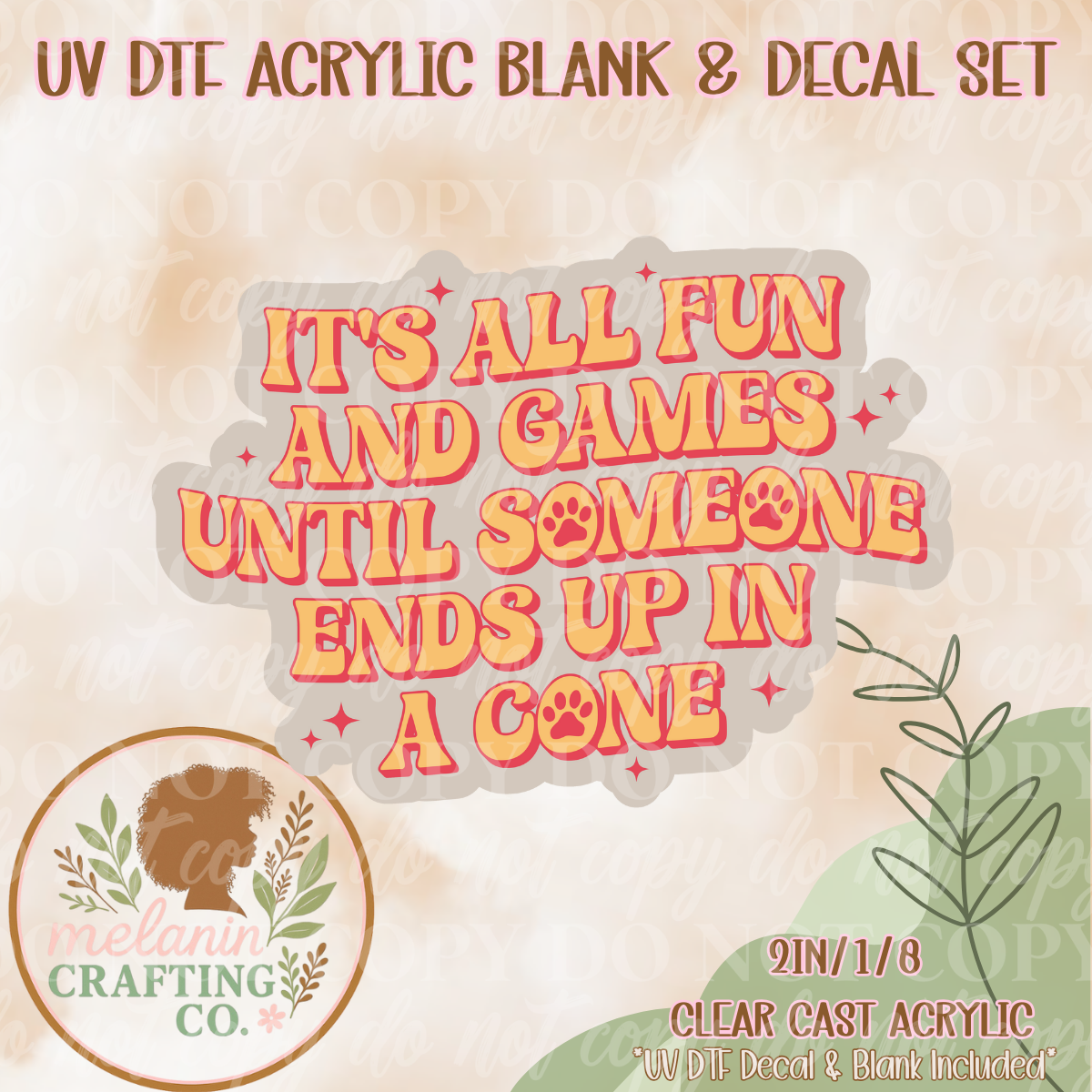 Cone HeadsUV Dtf Acrylic Blank & Decal Set