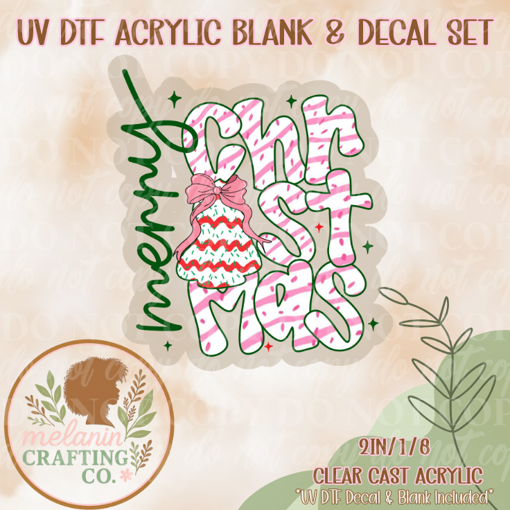 Merry Christ Cake UV DTF Acrylic Blank & Decal Set