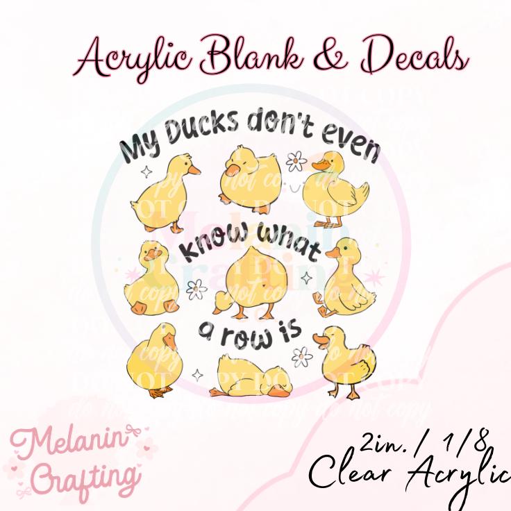 Ducks In A Row? Acrylic Blank & Decal Set
