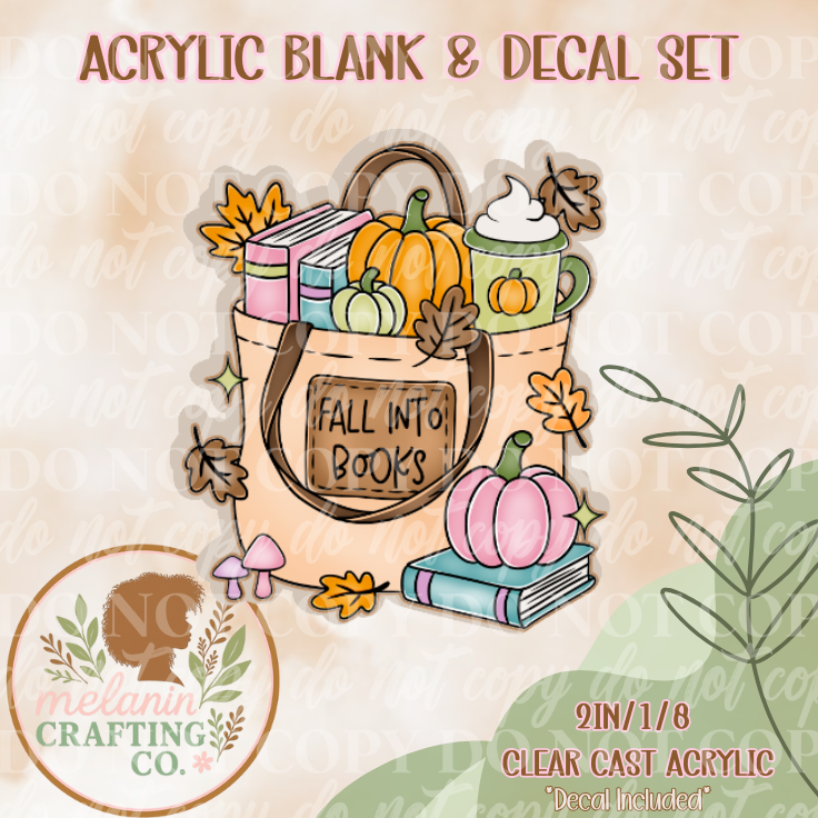 Fall Into Books Acrylic Blank & Decal Set