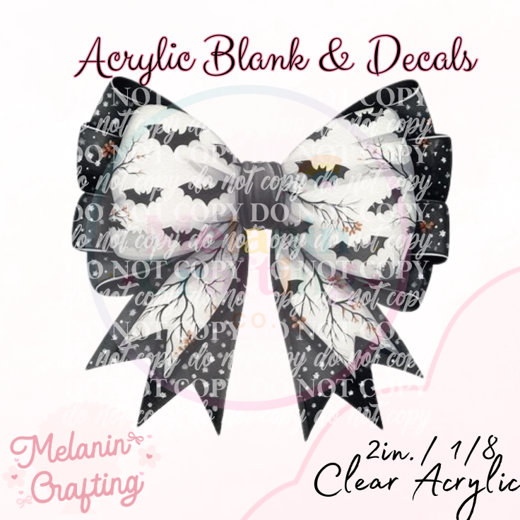 Spooky Bats Halloween Bow Acrylic Blank & Decal Set