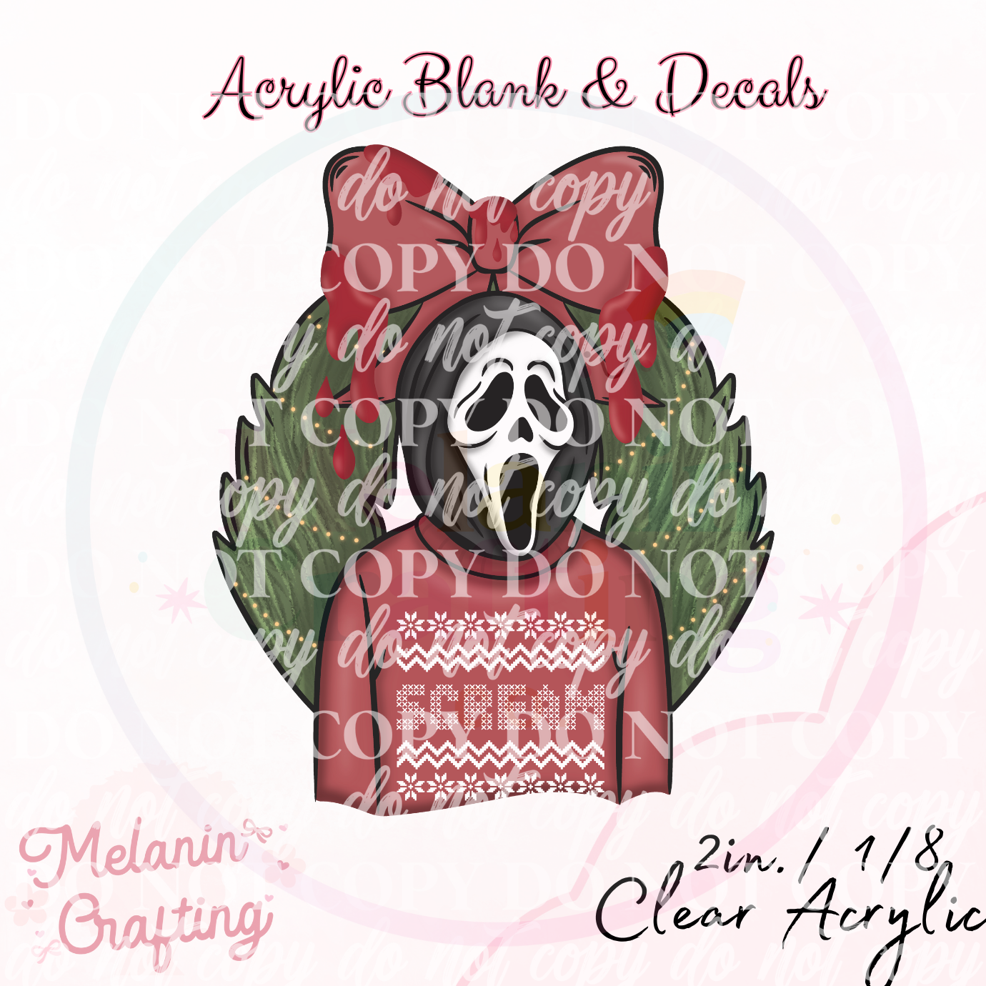 Christmas Ghostface Acrylic Blank & Decal Set