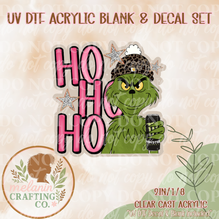 GRINCHY Monster UV DTF Acrylic Blank & Decal Set