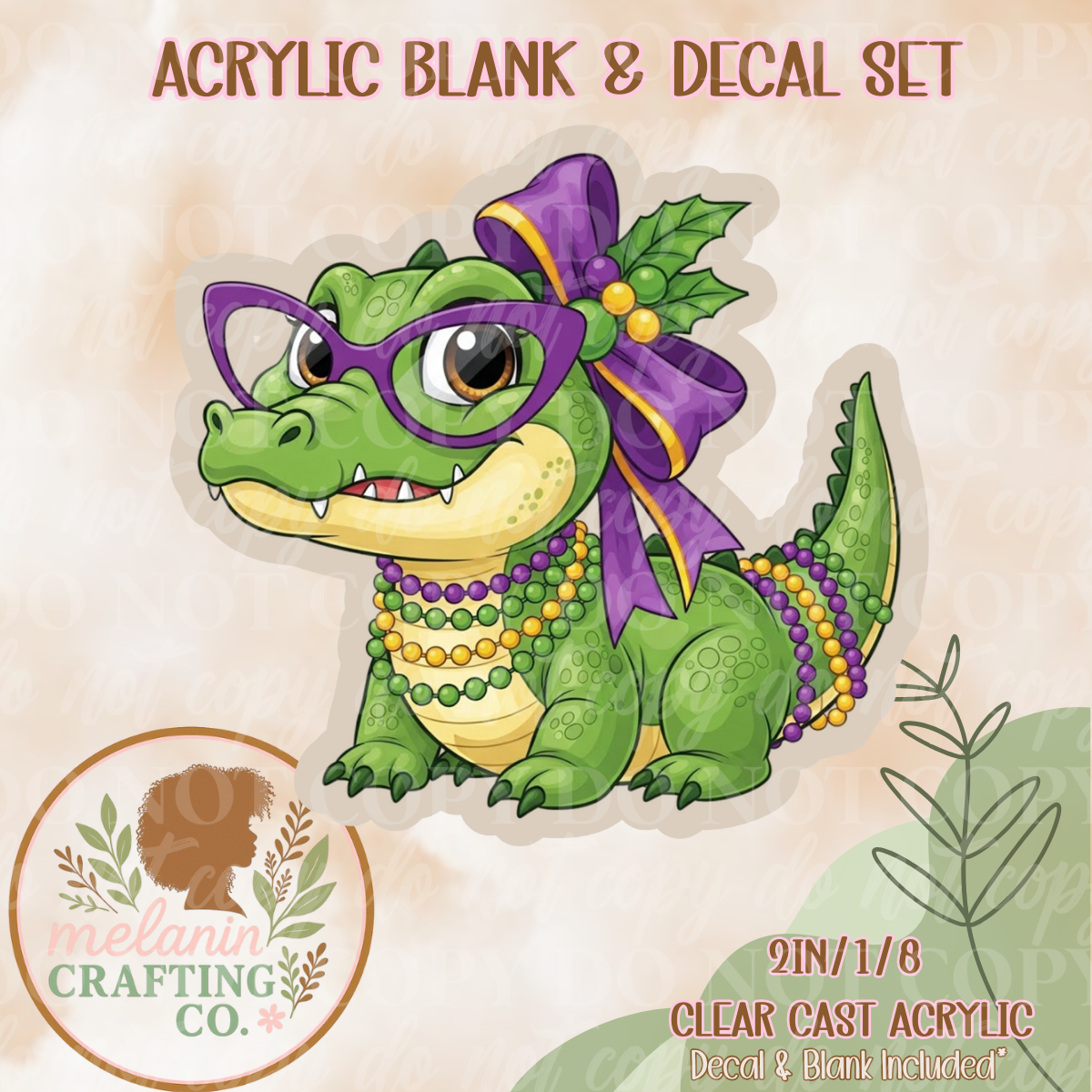 Bayou Gator Acrylic Blank & Decal Set