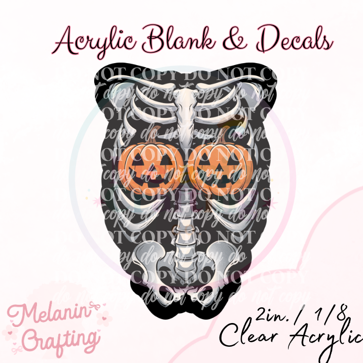 Pumpkin Boobs Skeleton Acrylic Blank & Decal Set