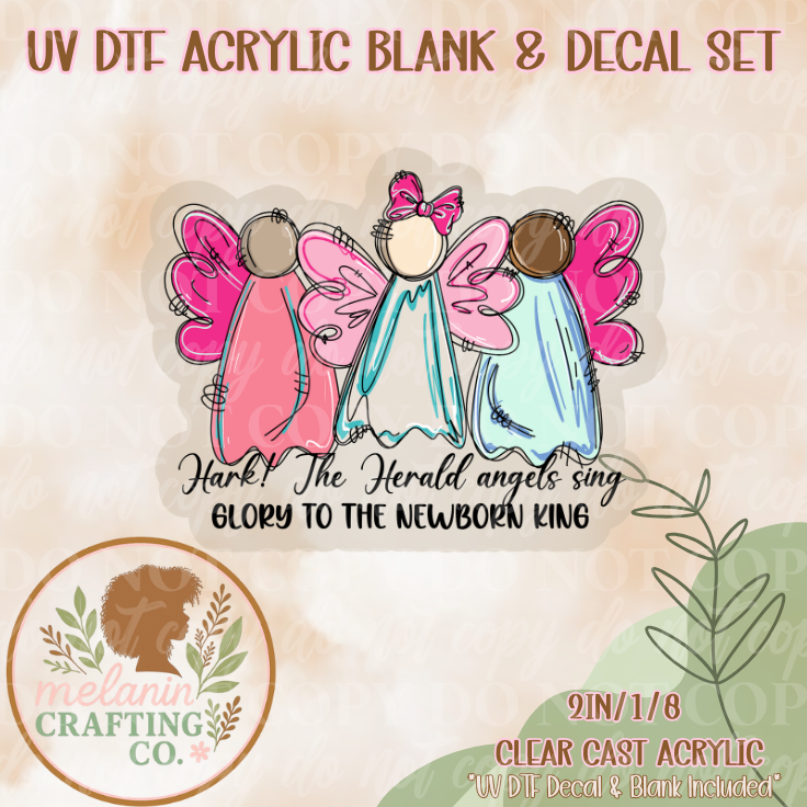 Brushstroke Angel Sings UV DTF Acrylic Blank & Decal Set