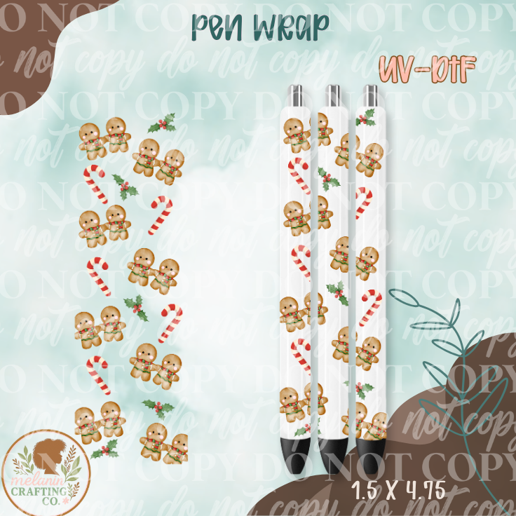 Candy Cane Gingerbread UV DTF Pen Wrap