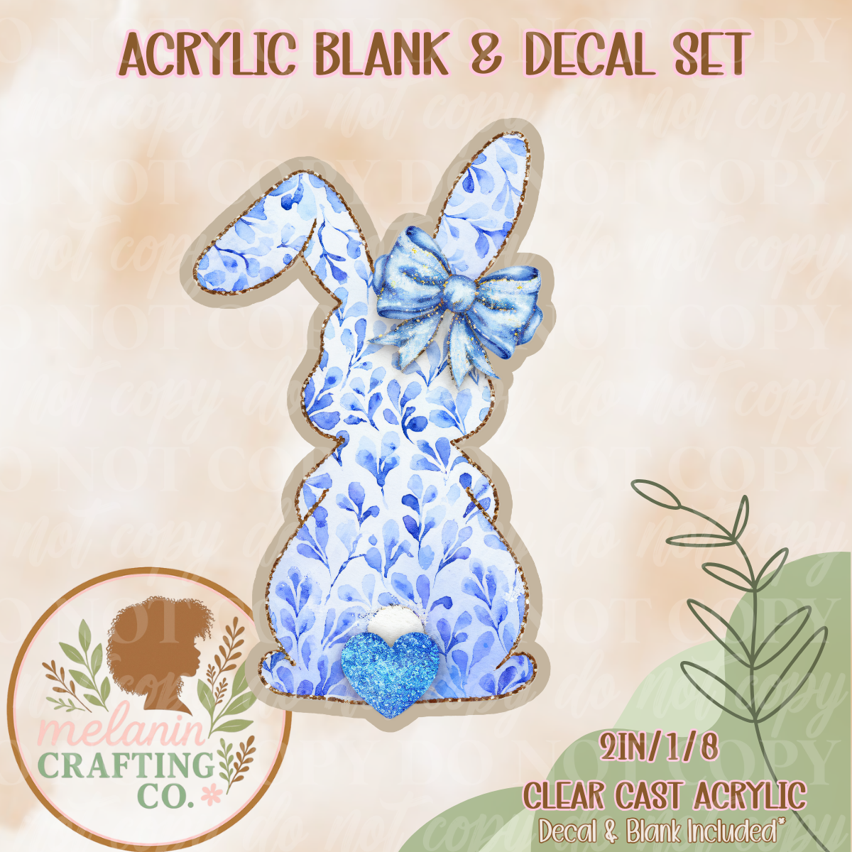 Chinoiserie Bunny Acrylic Blank & Decal Set