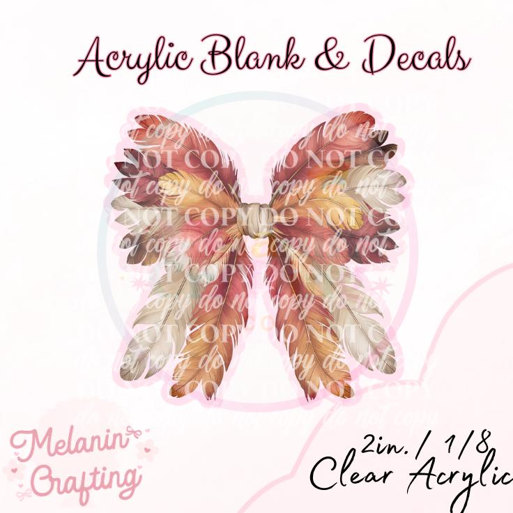 Turkey Bow Acrylic Blank & Decal Set