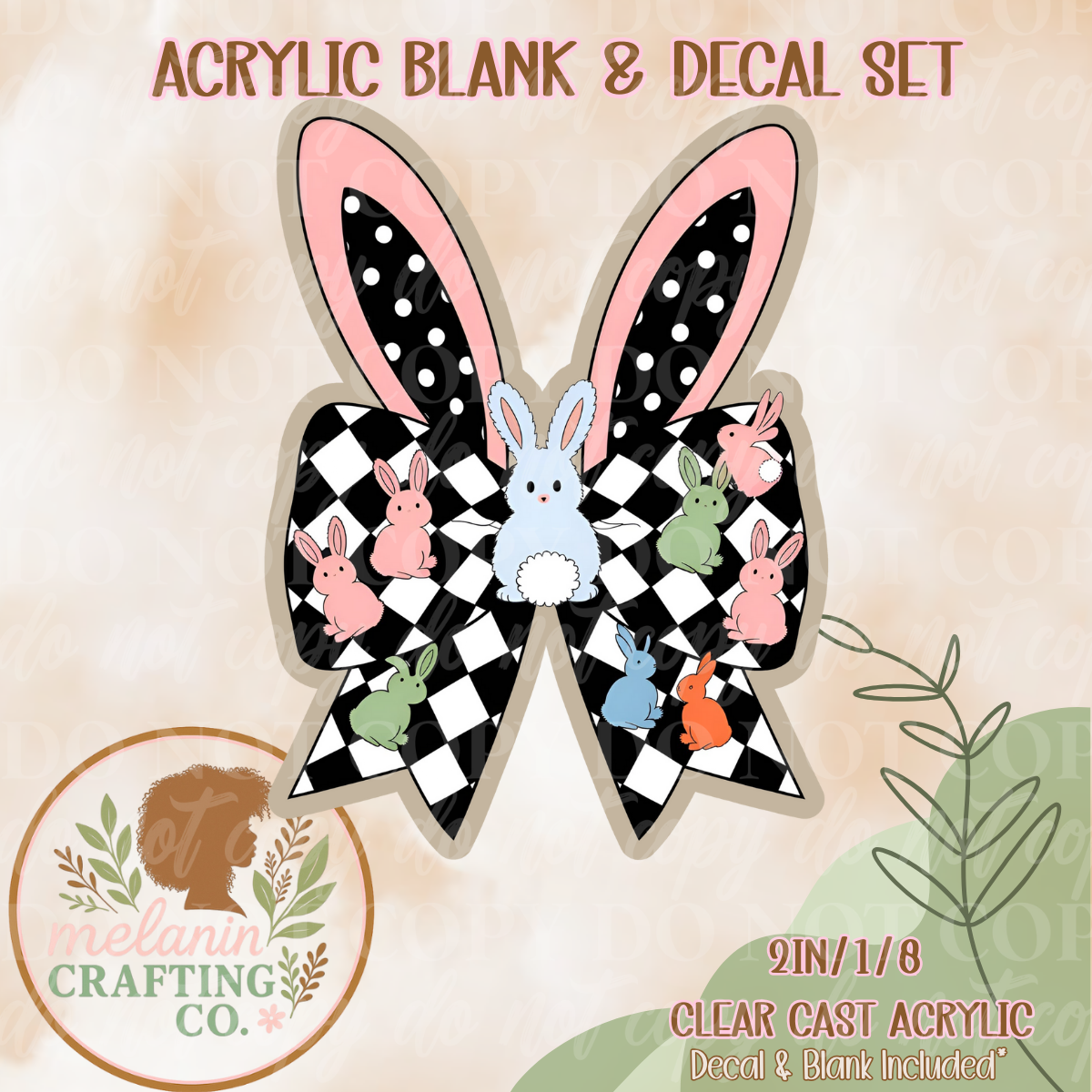 Retro Bunny Acrylic Blank & Decal Set