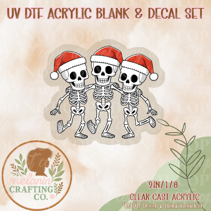 Festive Skeleton Group UV DTF Acrylic Blank & Decal Set