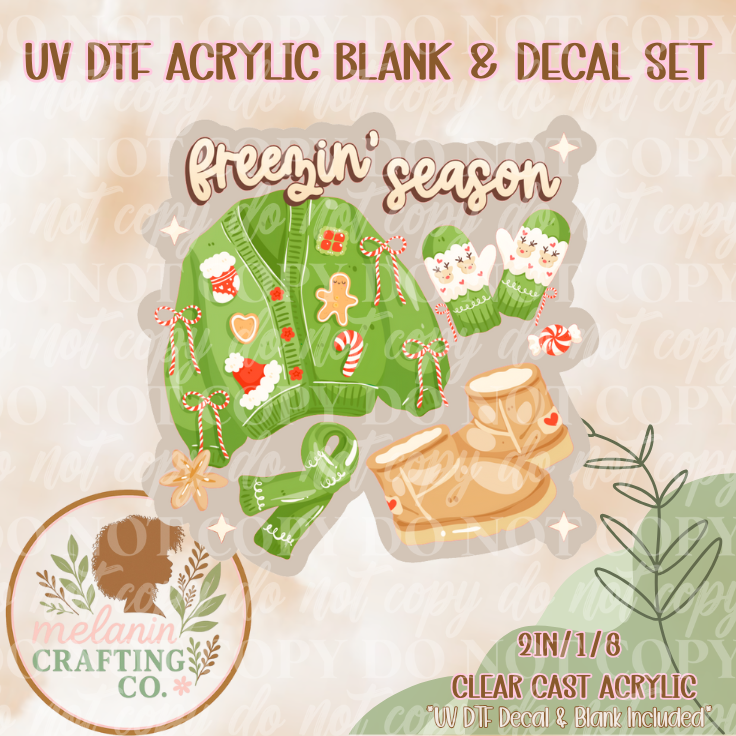 Freezin Season UV DTF Acrylic Blank & Decal Set