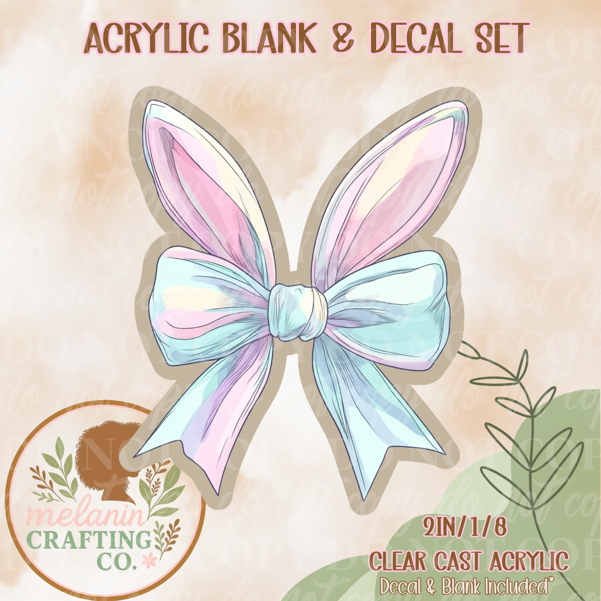 Pastel Bunny Ears Acrylic Blank & Decal Set