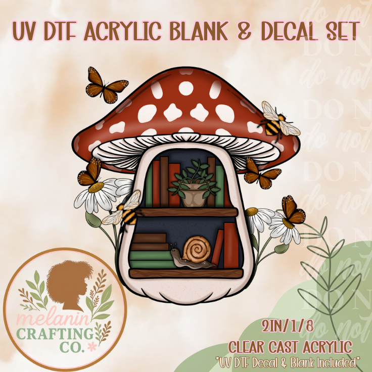 Mushroom Bookshelf Acrylic Blank & Decal Set