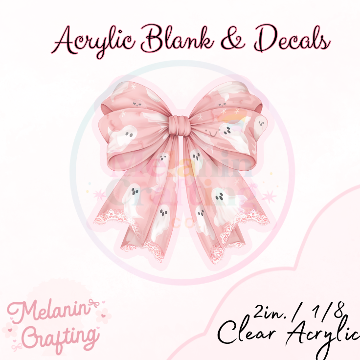 Pink Cute Ghost Acrylic Blank & Decal Set