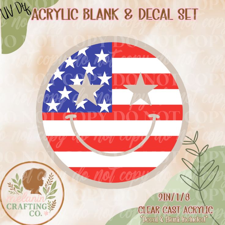 USA Smiley UV Dtf Acrylic Blank Set
