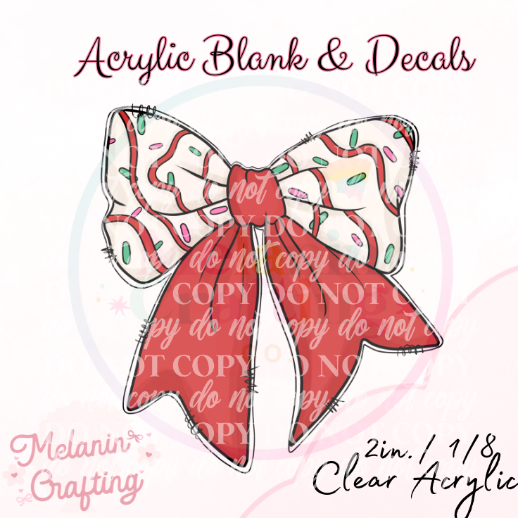 Christmas Cake Bow Acrylic Blank & Decal Set