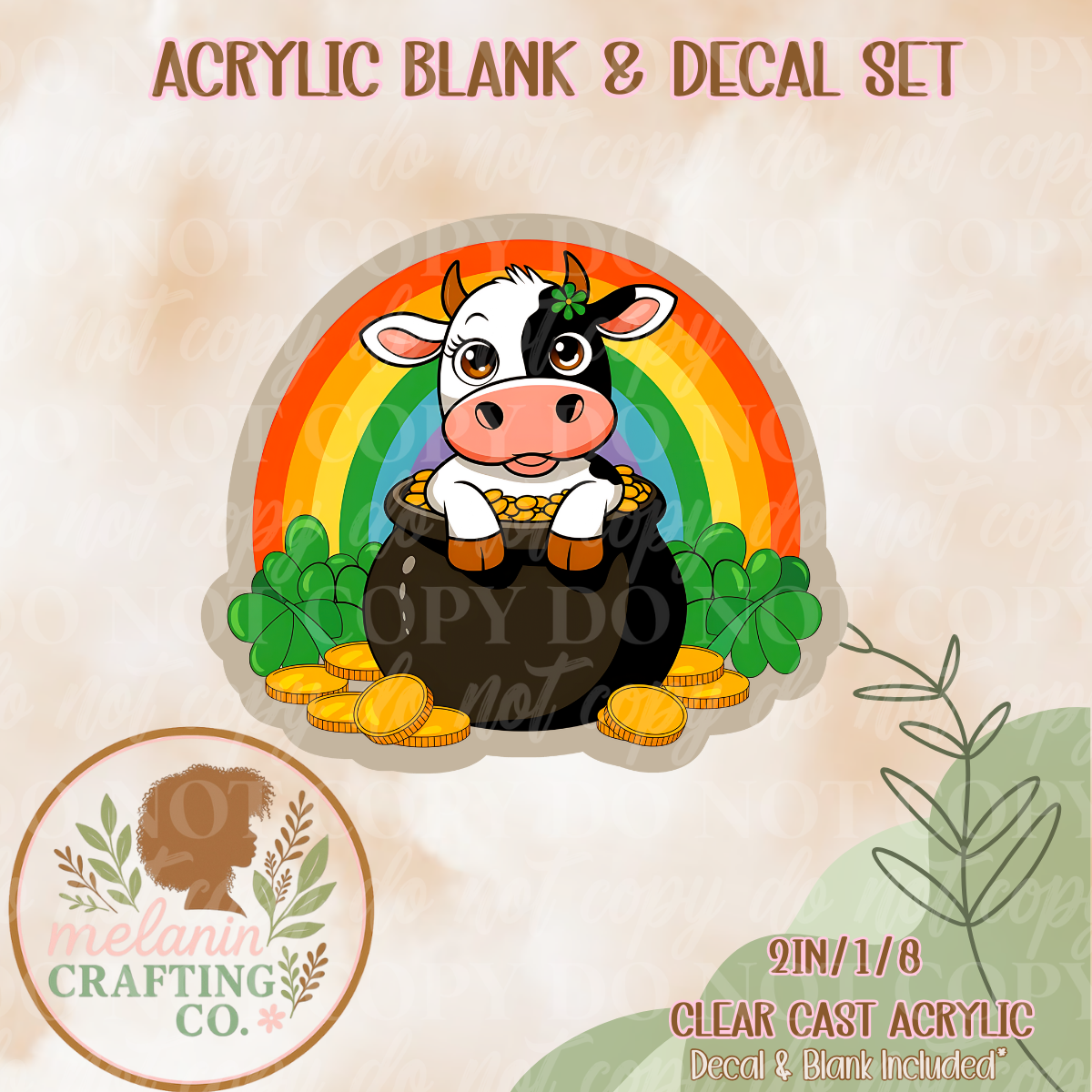 Lucky Cow Acrylic Blank & Decal Set