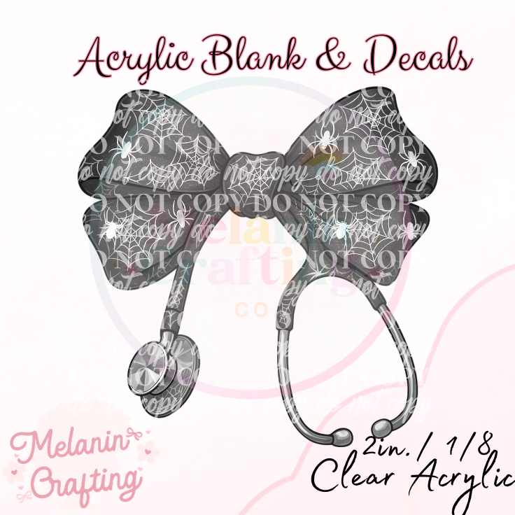 Black Web Stethoscope Acrylic Blank & Decal Set