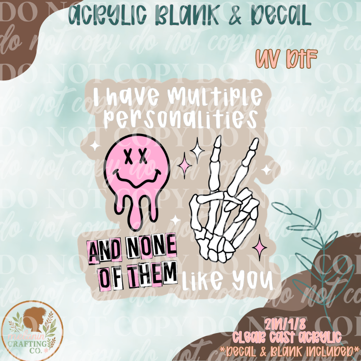 Multiple Personalities UV DTF Acrylic Blank Set