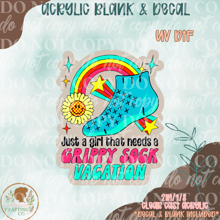 Grippy Sock Vacation UV DTF Acrylic Blank Set