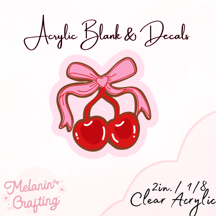 Pink & Red Cherry Acrylic Blank & Decal Set