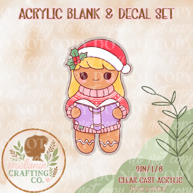 Reading Gingerbread Girly Acrylic Blank & Decal Set