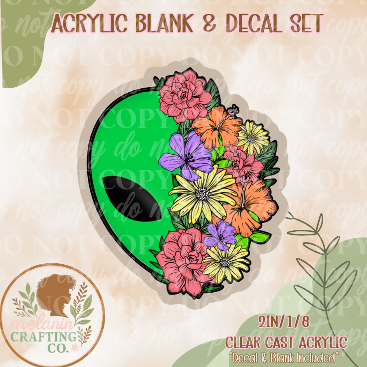 Floral Alien Acrylic Blank & Decal Set