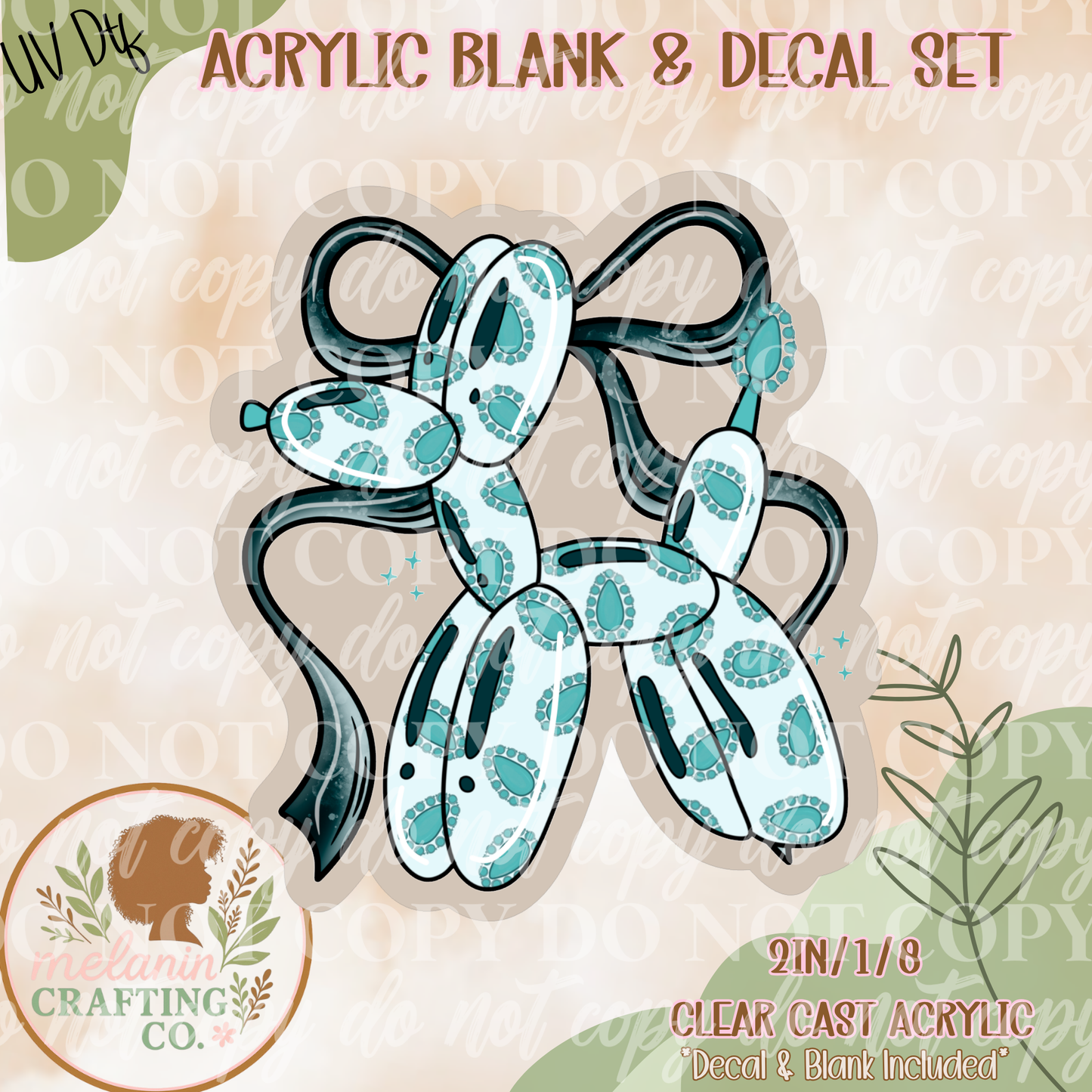 Western Balloon Dog UV Dtf Acrylic Blank Set