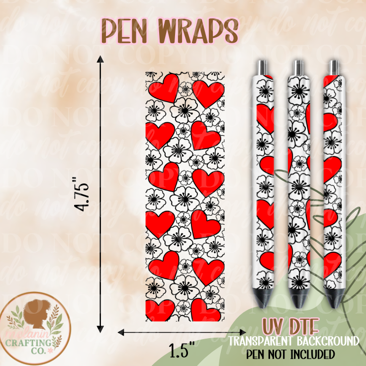 Hibiscus Heart Pen Wrap
