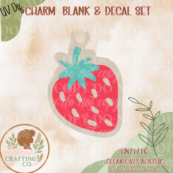Strawberry UV DTF Charm & Decal Set