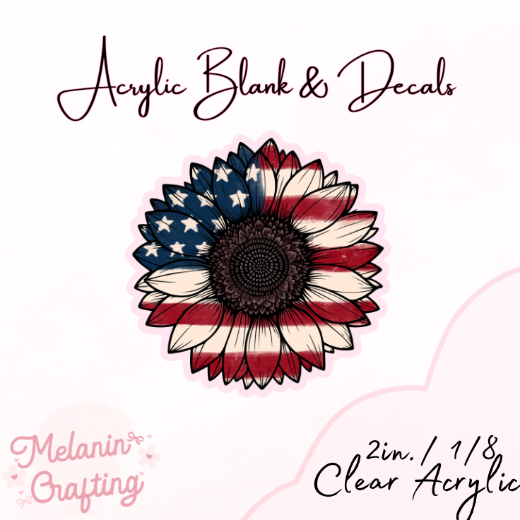 USA Sunflower Acrylic Blank & Decal Set