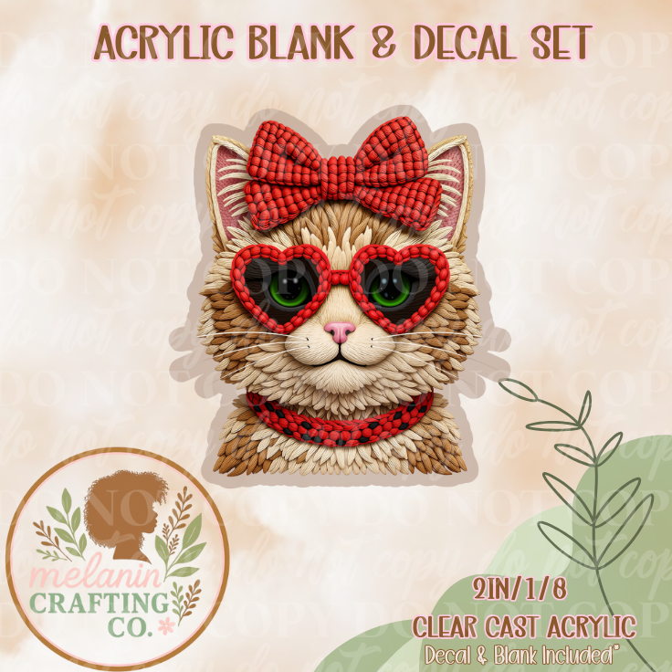 Sunglass Love Kitty Acrylic Blank & Decal Set