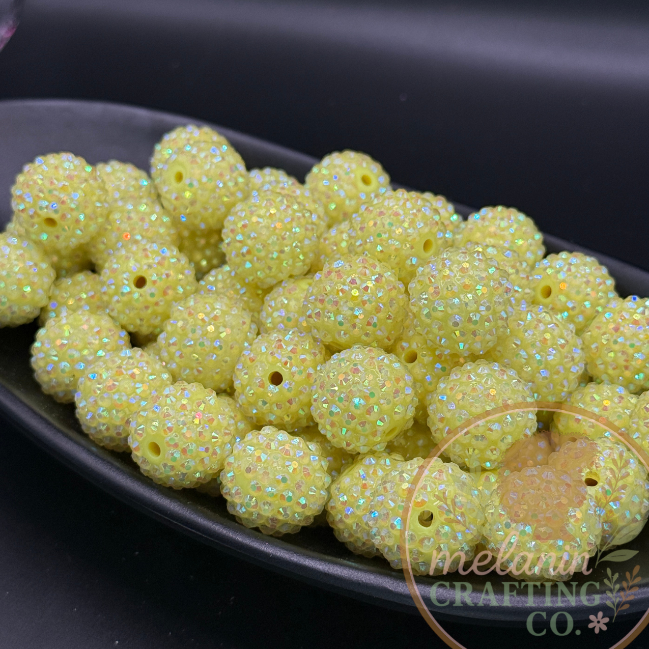 20mm Pastel Yellow Bubblegum Beads