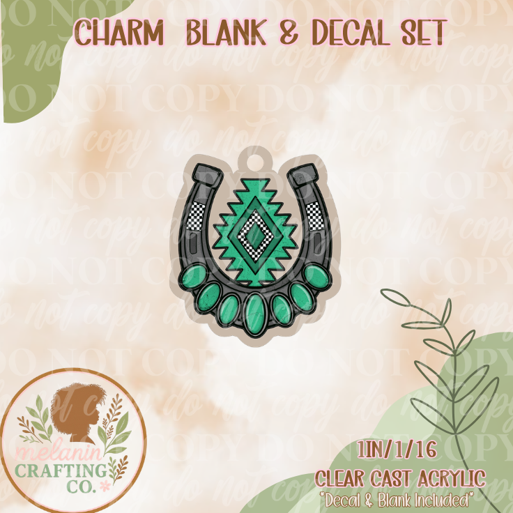 Checkered Horseshoe Charm & Decal Set