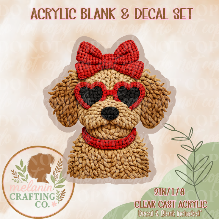 Sunglass Love Puppy Acrylic Blank & Decal Set
