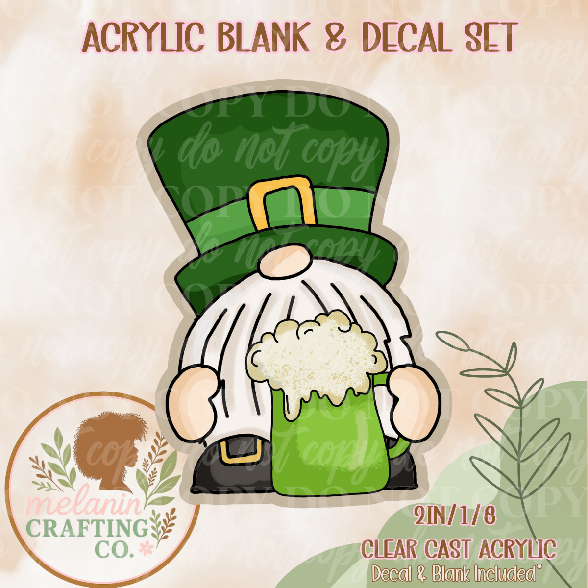 Lucky Gnome Acrylic Blank & Decal Set