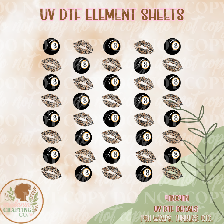 Leopard Kisses 4x4 UV Dtf Element Sheet
